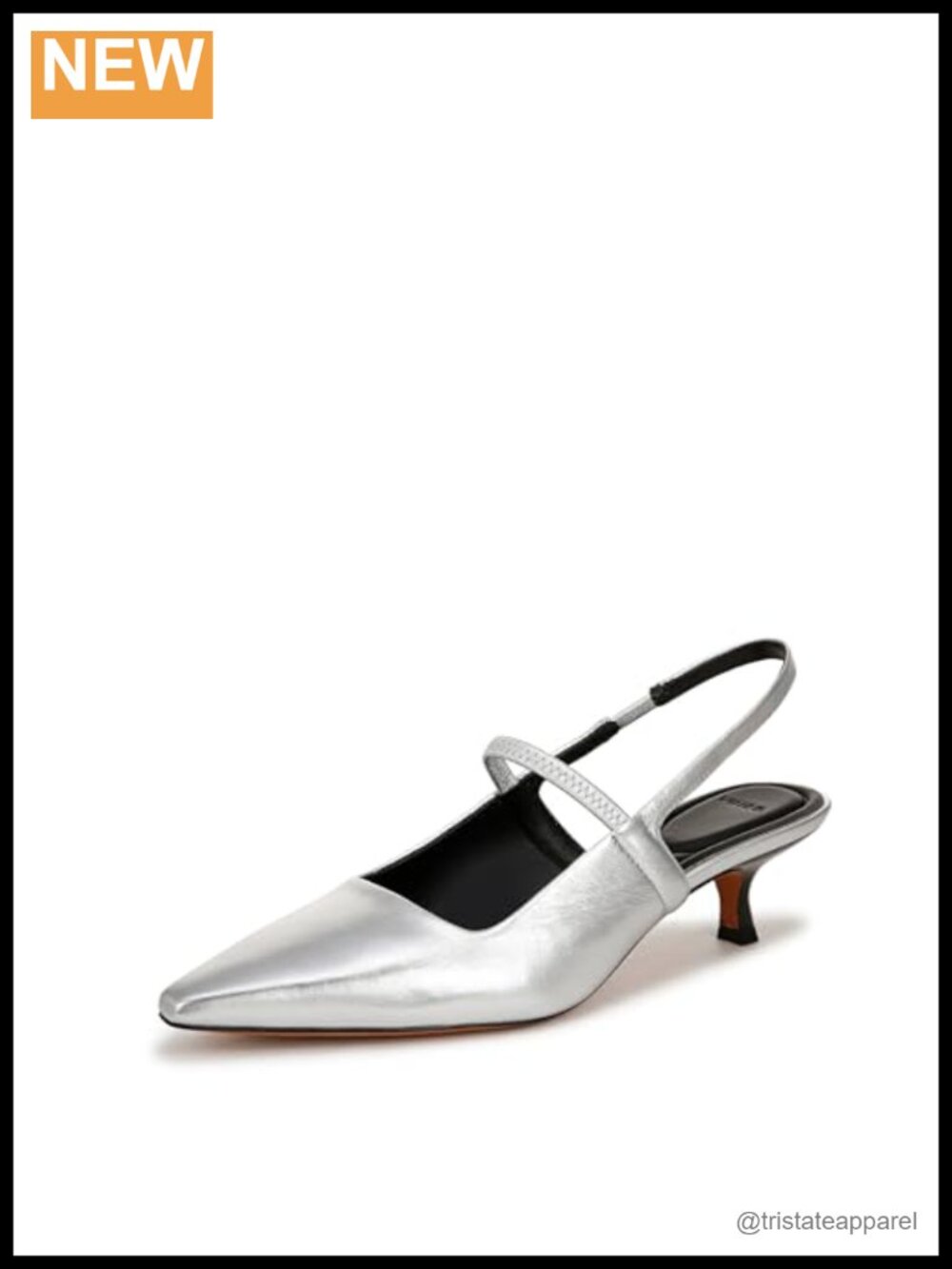 Kitten Heel Slingback Pointed Toe Leather Pump: Elegant Women's
